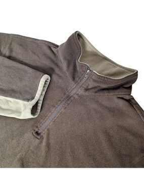 Nordic Track Mens Fleece Pullover Large Brown Tan Quarter Zip